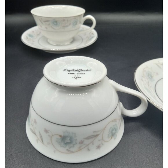 Teacup Saucer Sets English Garden Fine China 1221 Japan Discontinued Set of 2 - Picture 15 of 15